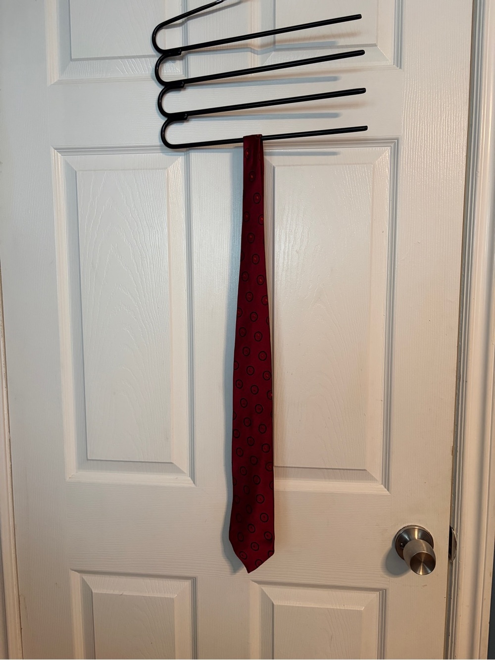 Banana Republic Men's Red Tie with Subtle Circle Motif